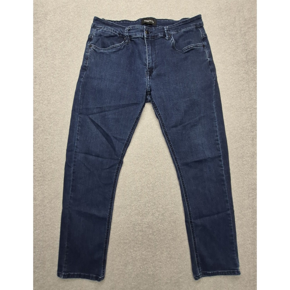 Kenneth Cole Jeans Mens 34x30 Dark Wash Blue Straight Leg Denim 5-Pocket